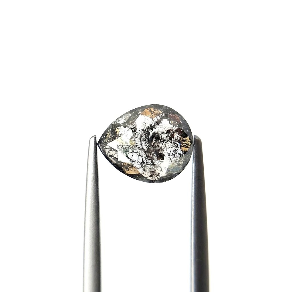 (Tc434) 3.46ct Pear Shape Salt and Pepper Natural Loose Diamond