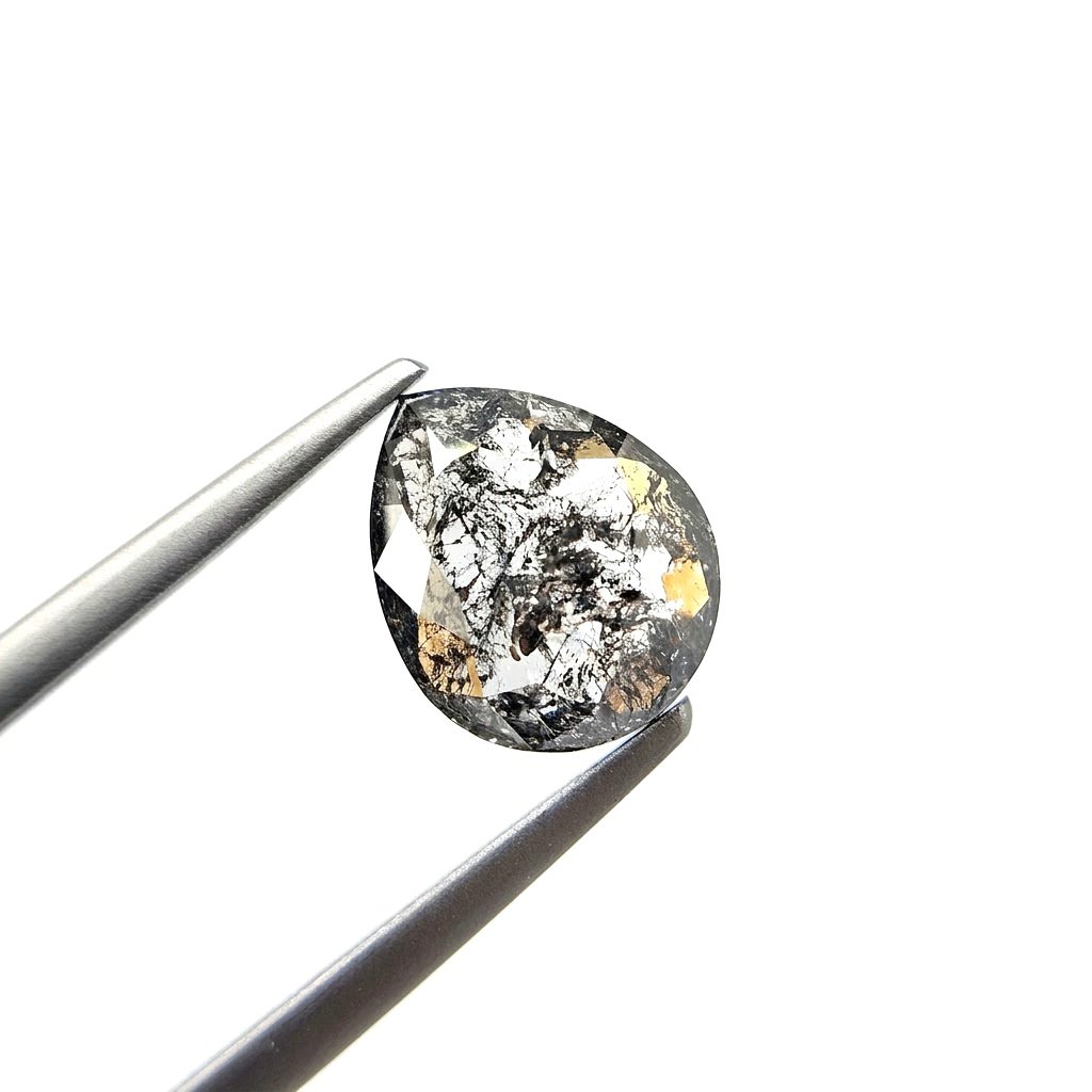(Tc434) 3.46ct Pear Shape Salt and Pepper Natural Loose Diamond