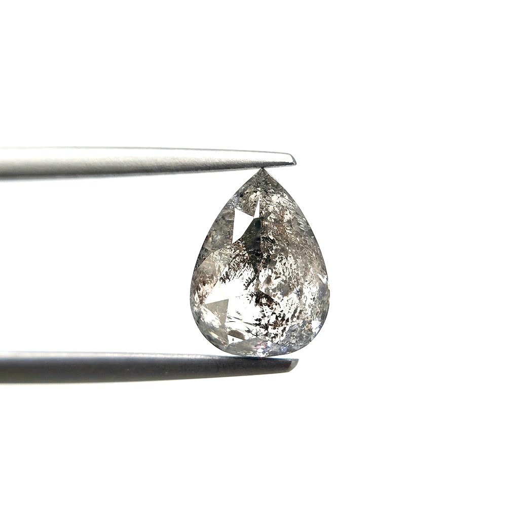 (Tc435) 4.53ct Pear Shape Salt and Pepper Natural Loose Diamond