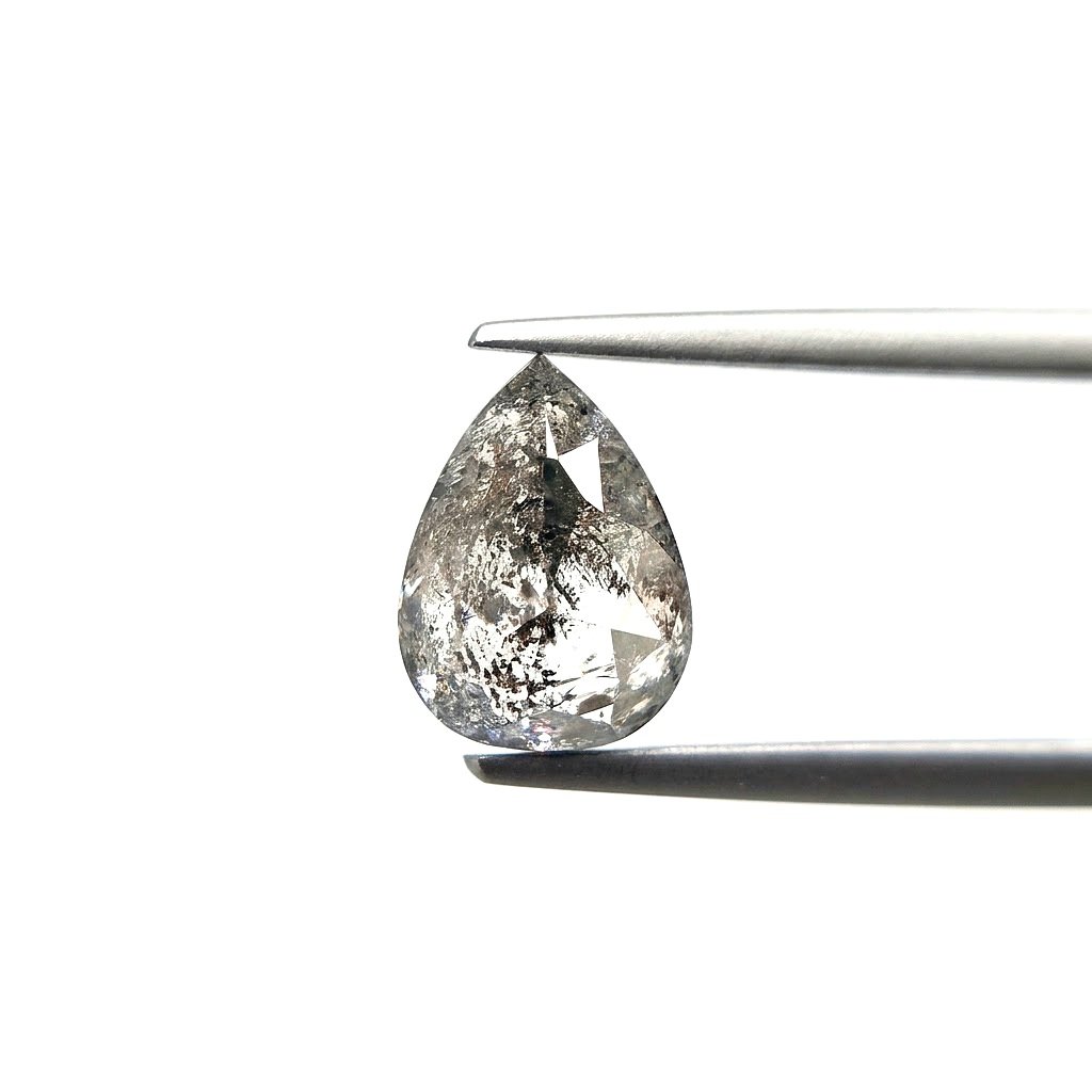 (Tc435) 4.53ct Pear Shape Salt and Pepper Natural Loose Diamond