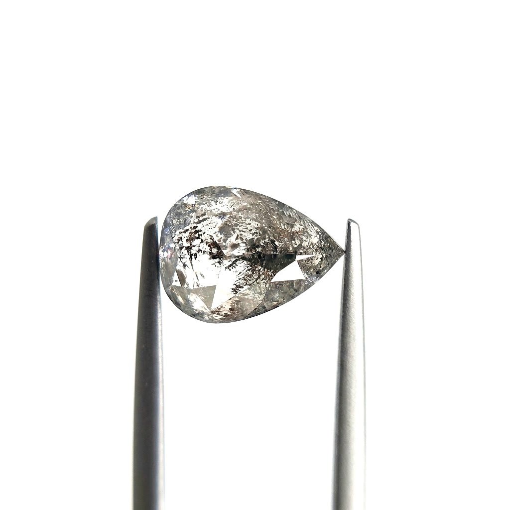 (Tc435) 4.53ct Pear Shape Salt and Pepper Natural Loose Diamond
