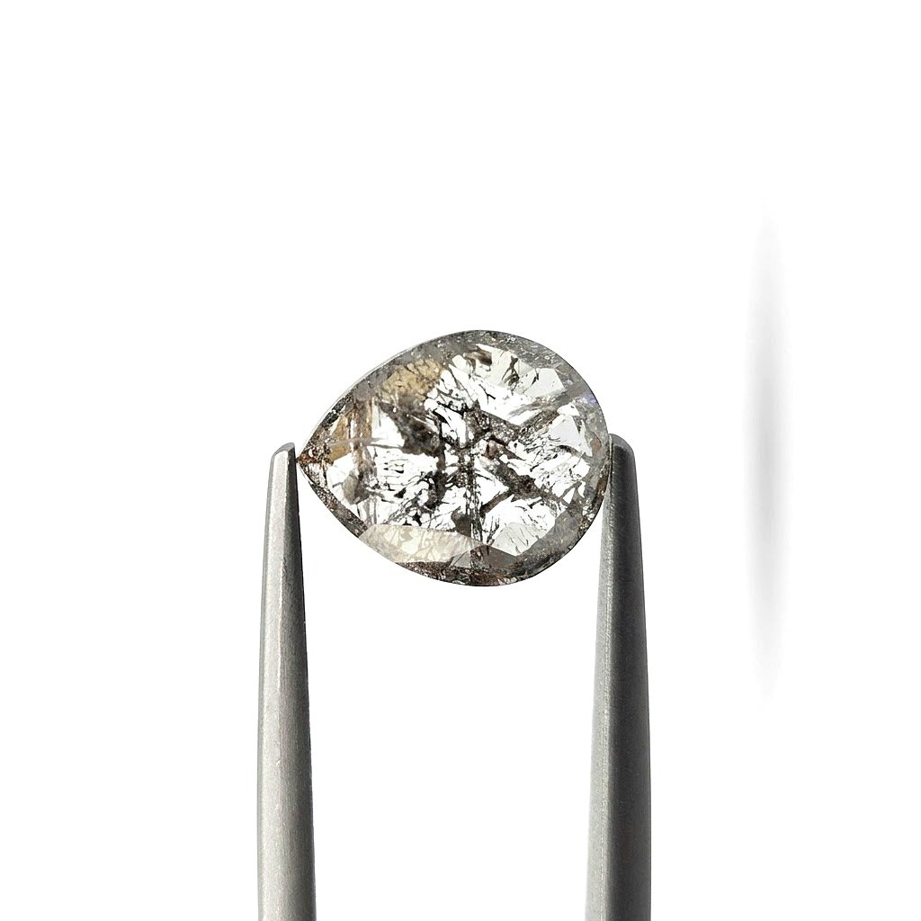 (Tc437) 2.78ct Pear Shape Salt and Pepper Natural Loose Diamond