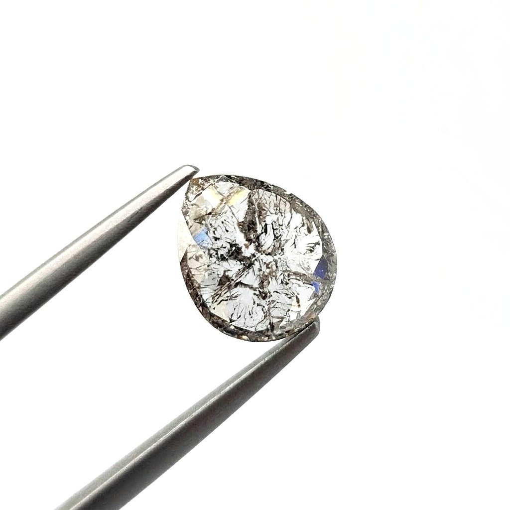 (Tc437) 2.78ct Pear Shape Salt and Pepper Natural Loose Diamond