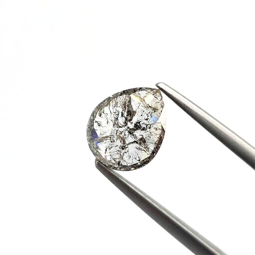 (Tc437) 2.78ct Pear Shape Salt and Pepper Natural Loose Diamond