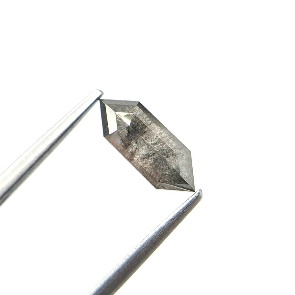 (Tc442) 2.39ct Hexagon Shape Salt and Pepper Natural Loose Diamond