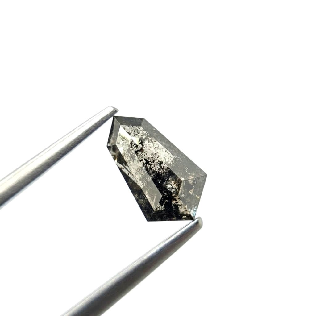(Tc443) 2.30ct Shield Shape Salt and Pepper Natural Loose Diamond