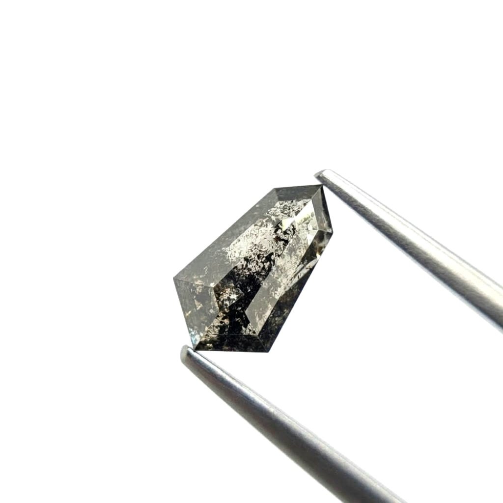 (Tc443) 2.30ct Shield Shape Salt and Pepper Natural Loose Diamond