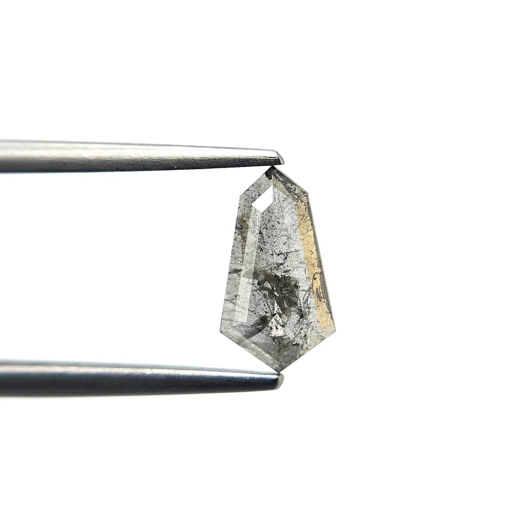 (Tc444) 1.38ct Shield Shape Salt and Pepper Natural Loose Diamond