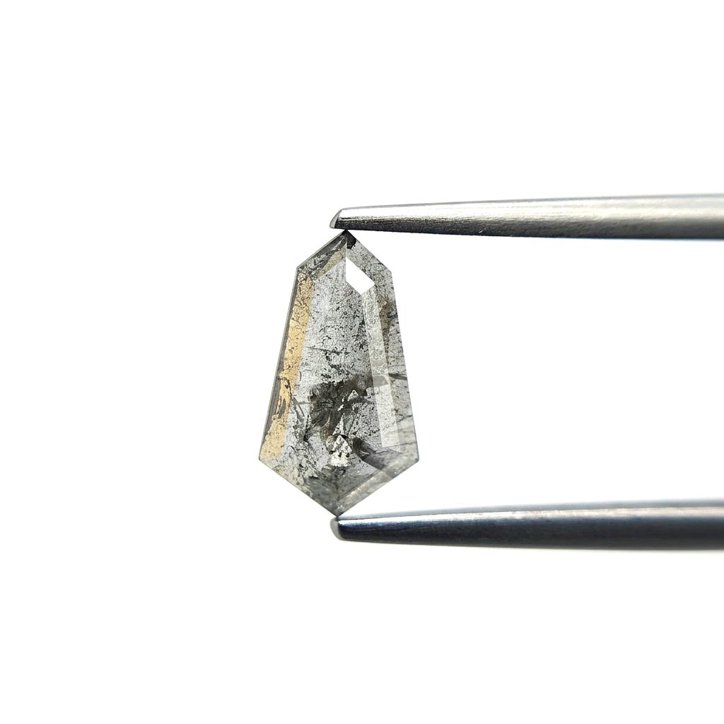 (Tc444) 1.38ct Shield Shape Salt and Pepper Natural Loose Diamond
