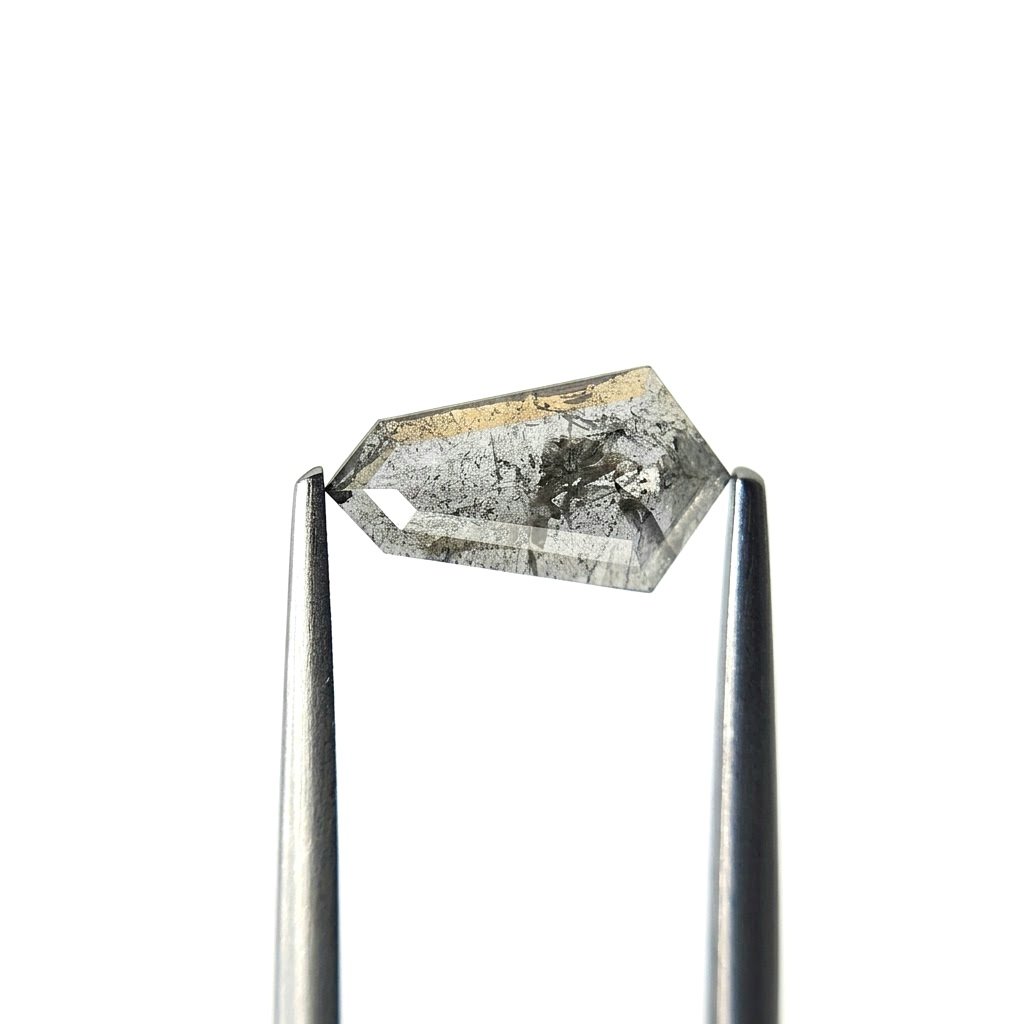 (Tc444) 1.38ct Shield Shape Salt and Pepper Natural Loose Diamond