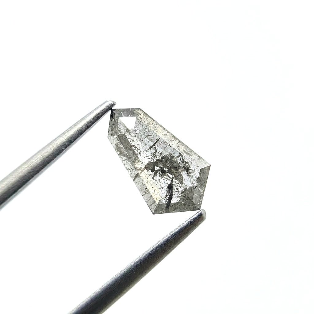 (Tc444) 1.38ct Shield Shape Salt and Pepper Natural Loose Diamond