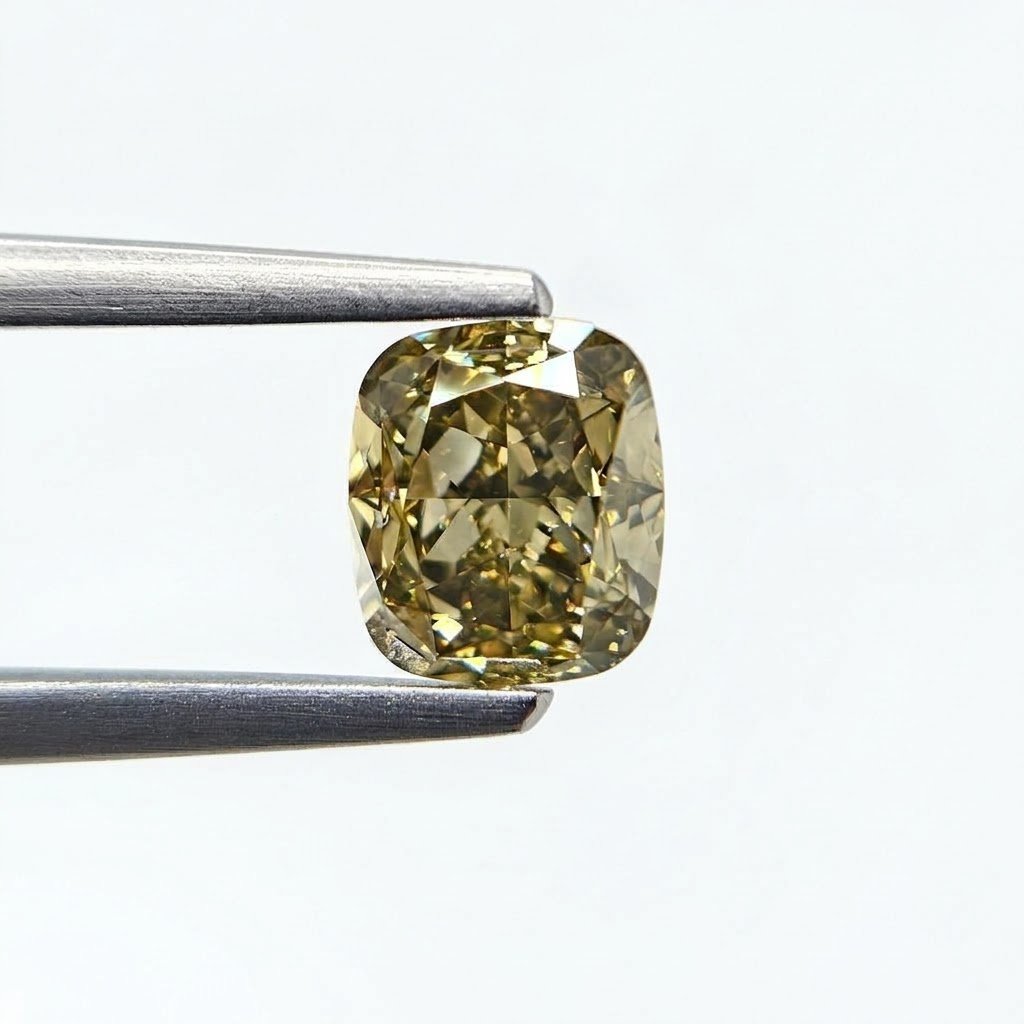 (Tc446) 2.01ct Fancy Brownish Yellow Cushion Shape Natural Loose Diamond