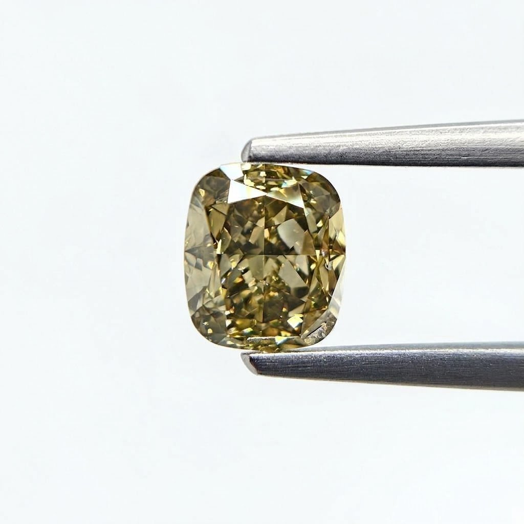 (Tc446) 2.01ct Fancy Brownish Yellow Cushion Shape Natural Loose Diamond
