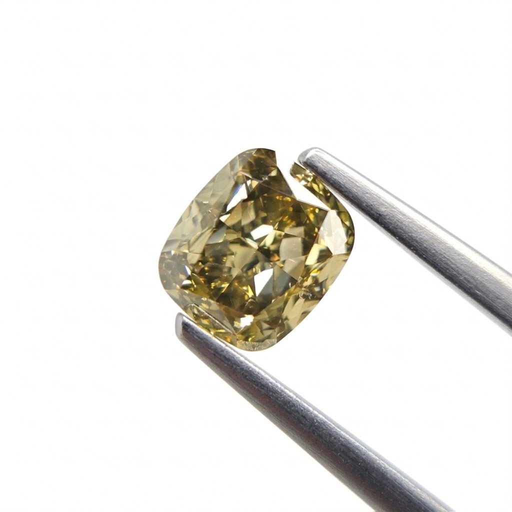 (Tc446) 2.01ct Fancy Brownish Yellow Cushion Shape Natural Loose Diamond