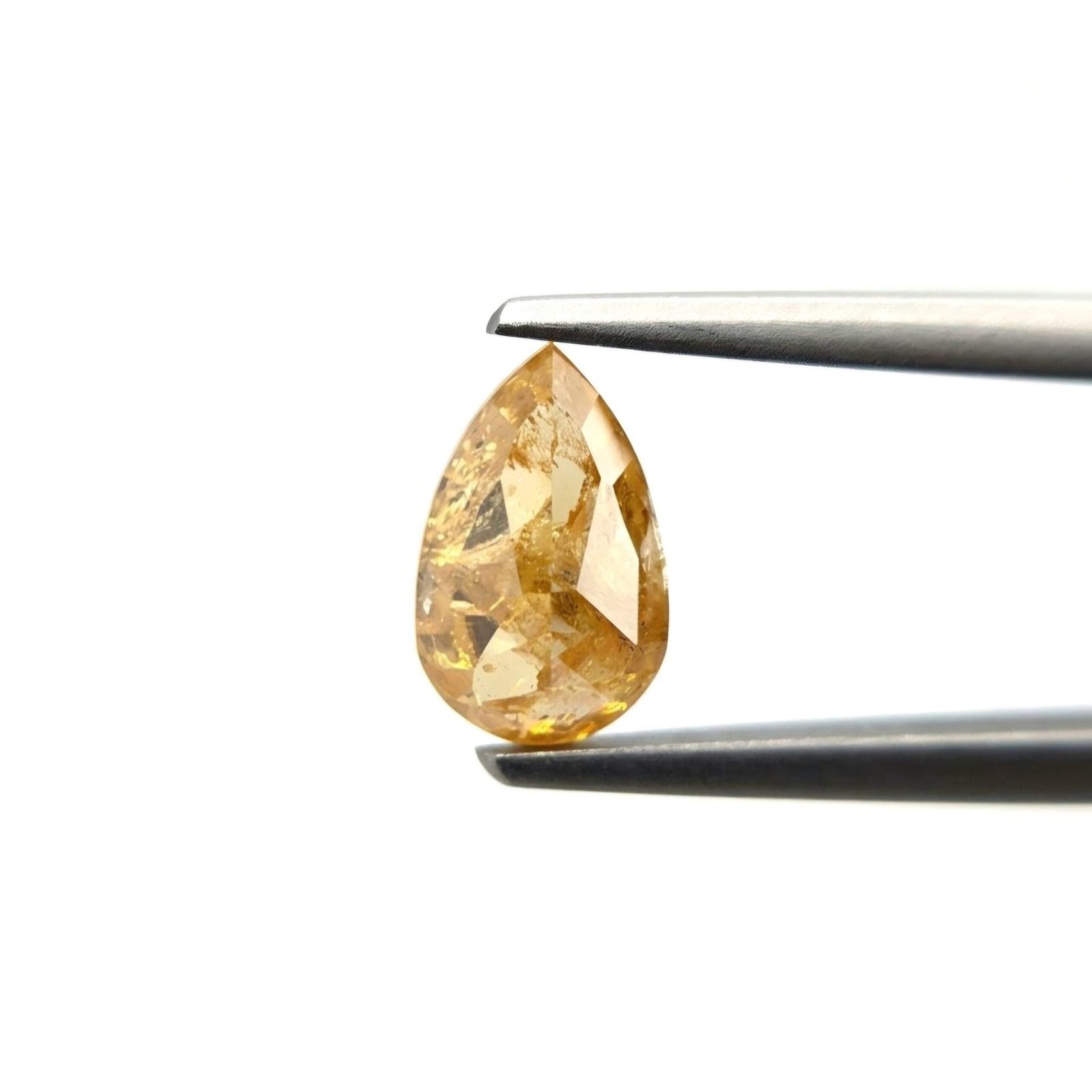(Tc458) 1.58ct Pear Shape Fancy Deep Orange Yellow Natural Loose Icy Diamond