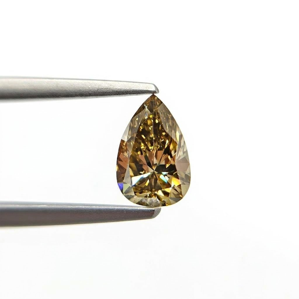 (Tc460) 1.33ct Fancy Brownish Greenish Yellow Pear Shape Natural Loose Diamond