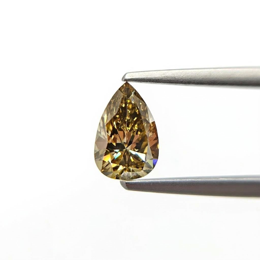 (Tc460) 1.33ct Fancy Brownish Greenish Yellow Pear Shape Natural Loose Diamond