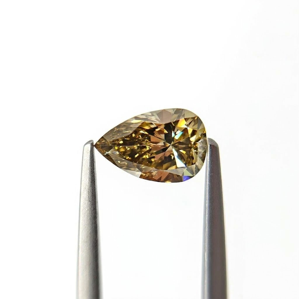 (Tc460) 1.33ct Fancy Brownish Greenish Yellow Pear Shape Natural Loose Diamond