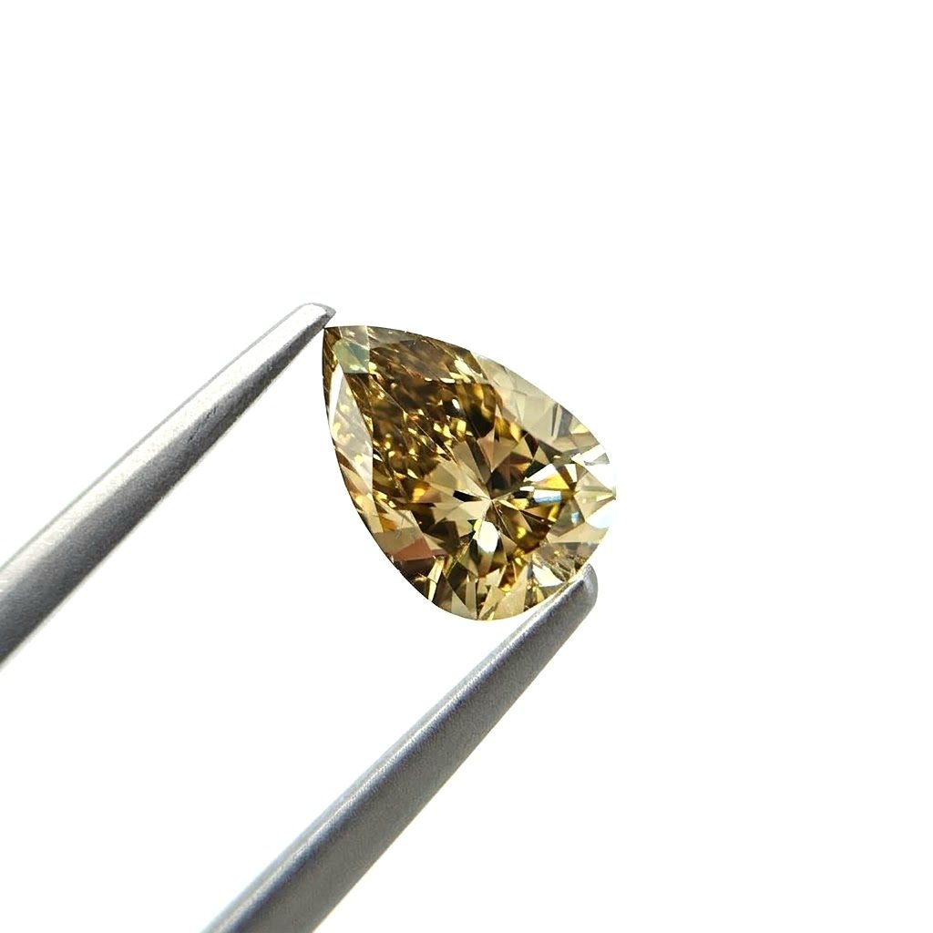 (Tc460) 1.33ct Fancy Brownish Greenish Yellow Pear Shape Natural Loose Diamond