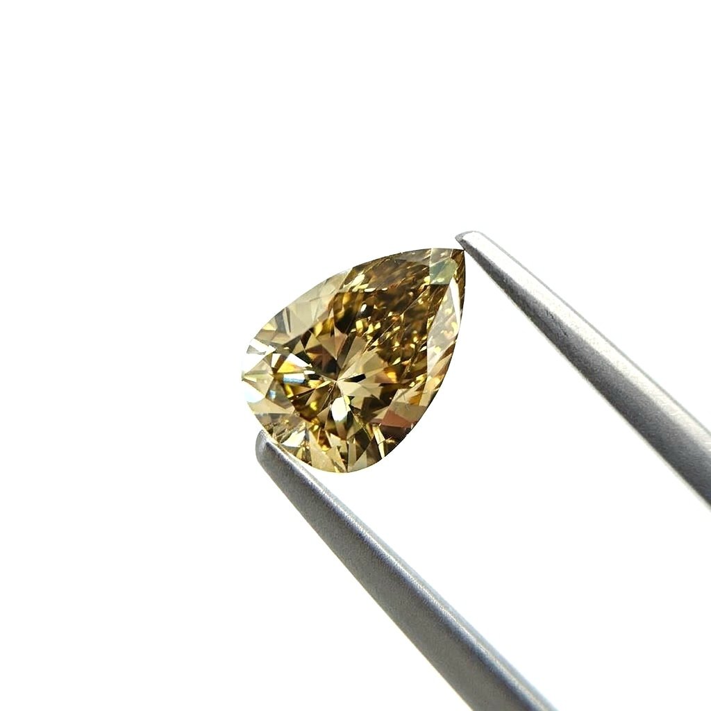 (Tc460) 1.33ct Fancy Brownish Greenish Yellow Pear Shape Natural Loose Diamond