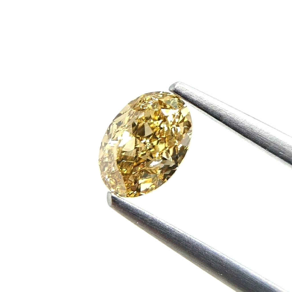 (Tc461) 1.25ct Fancy Brownish Yellow Oval Shape Natural Loose Diamond