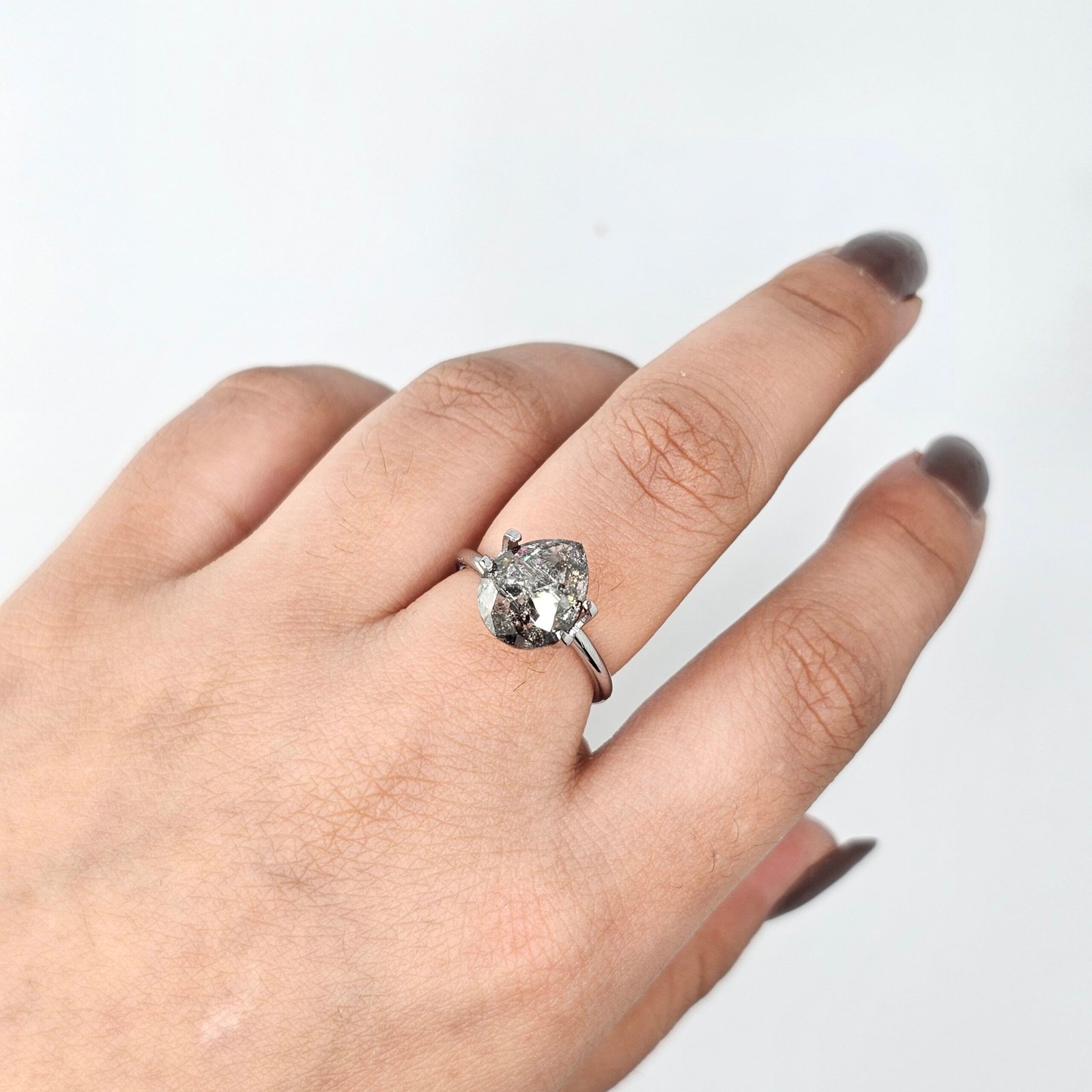(Tc434) 3.46ct Pear Shape Salt and Pepper Natural Loose Diamond