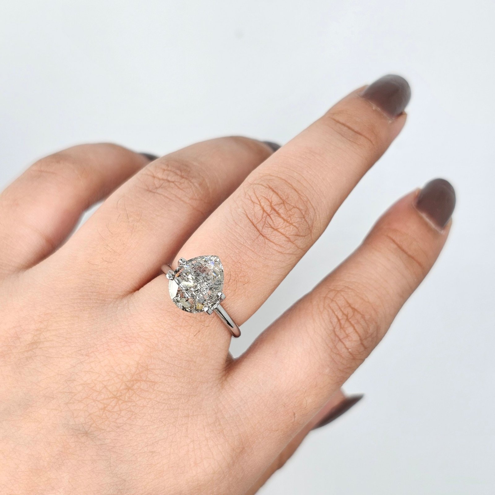 (Tc437) 2.78ct Pear Shape Salt and Pepper Natural Loose Diamond