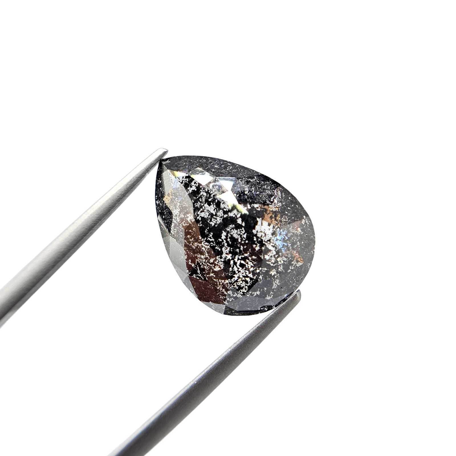 (Tc470) 10.74ct Salt and Pepper Pear Shape Natural Loose Diamond