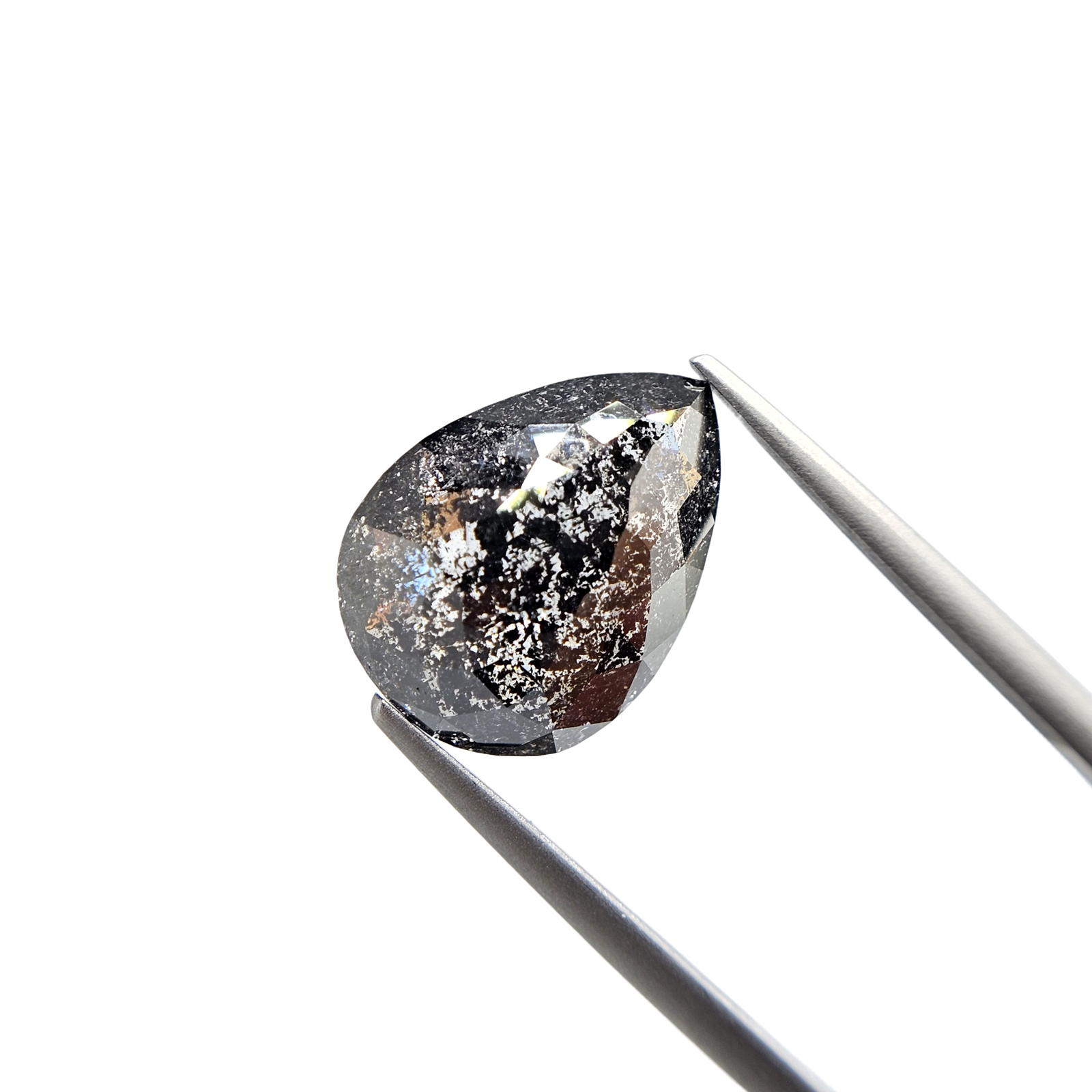 (Tc470) 10.74ct Salt and Pepper Pear Shape Natural Loose Diamond