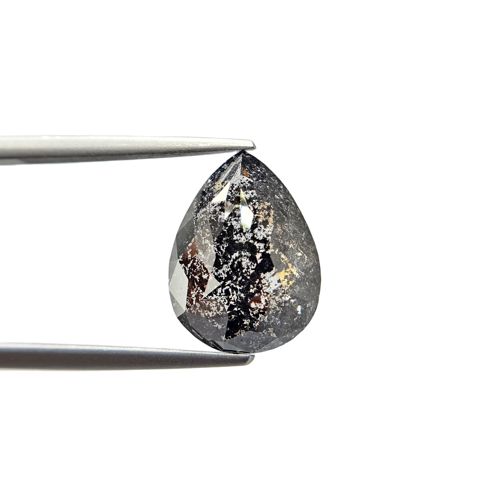 (Tc470) 10.74ct Salt and Pepper Pear Shape Natural Loose Diamond