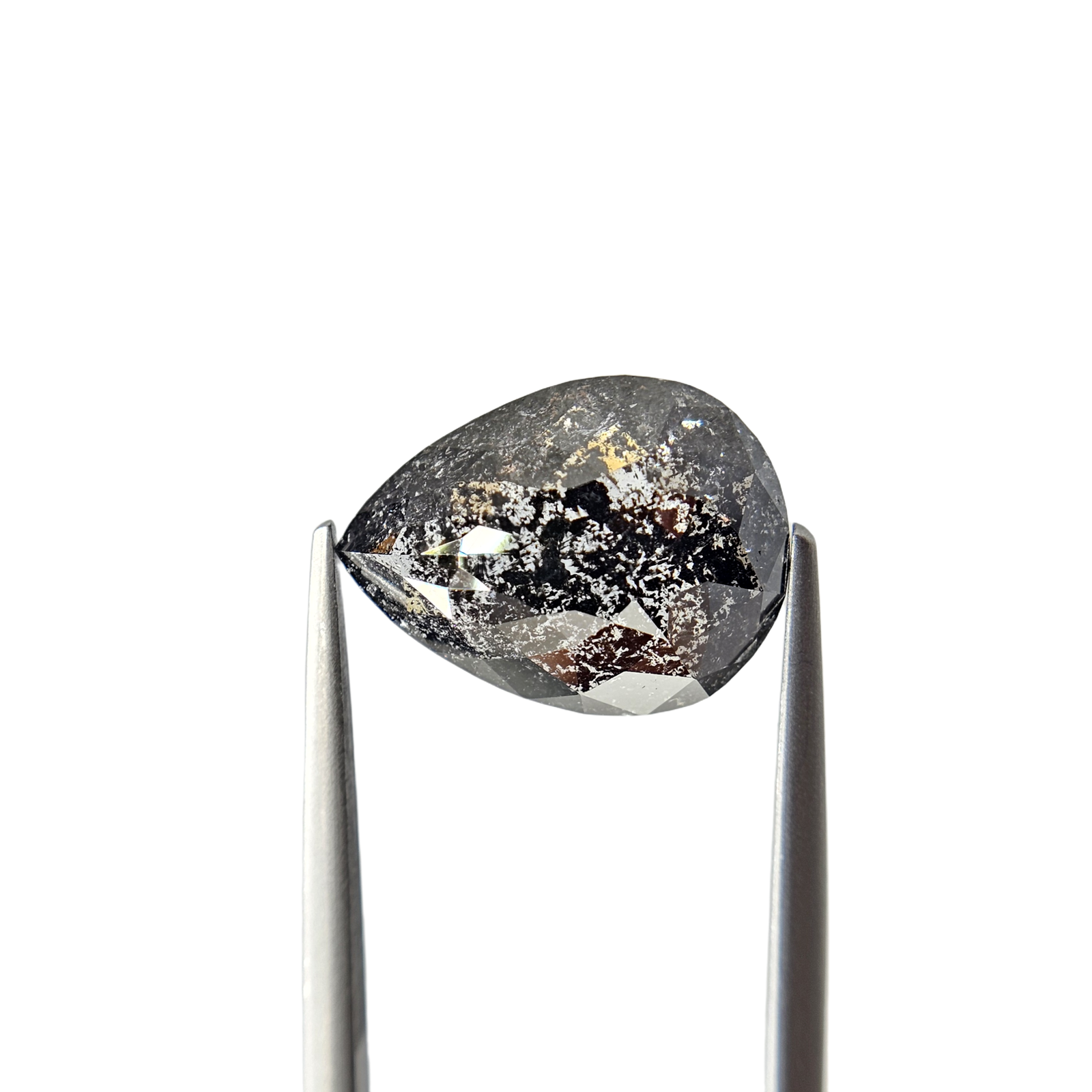 (Tc470) 10.74ct Salt and Pepper Pear Shape Natural Loose Diamond