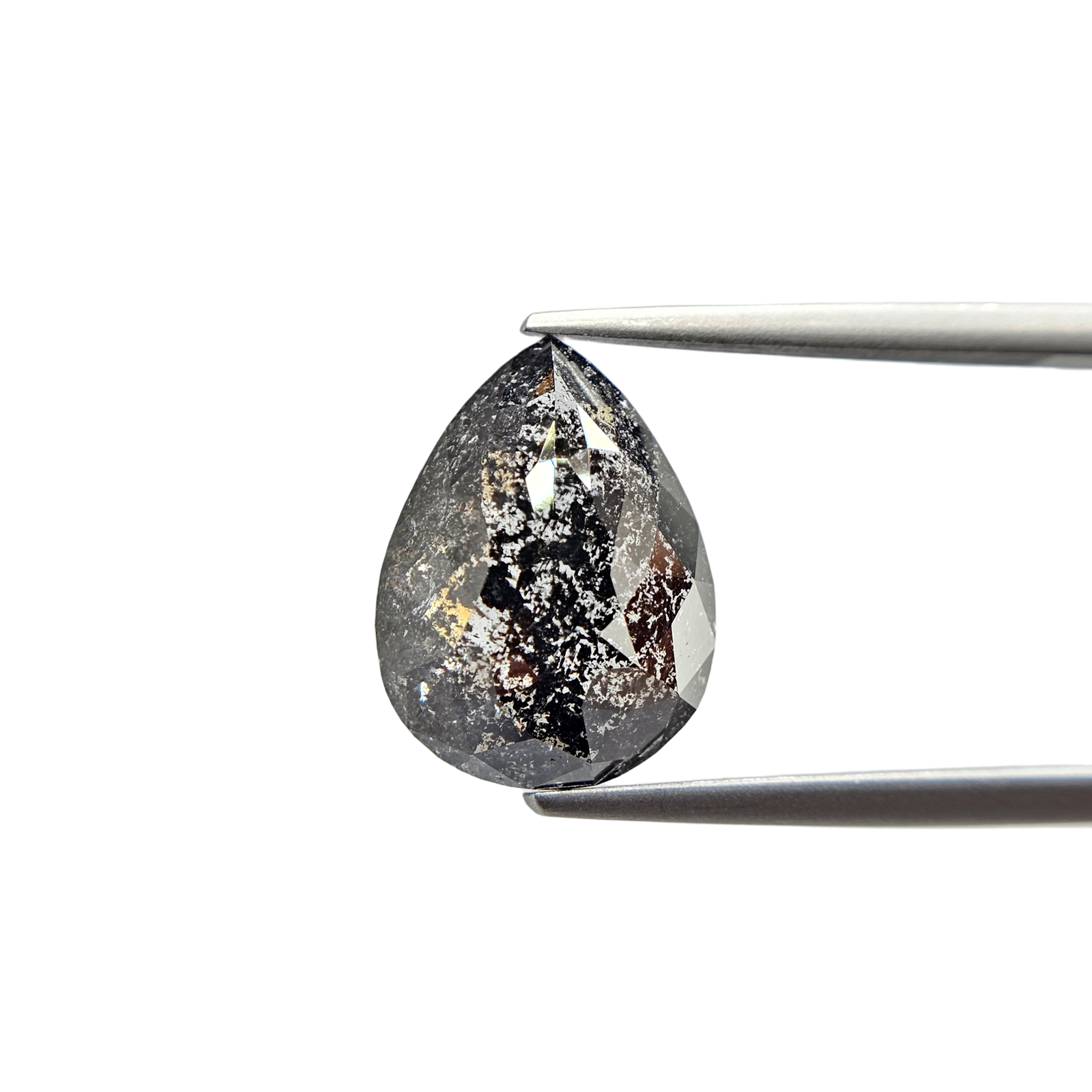 (Tc470) 10.74ct Salt and Pepper Pear Shape Natural Loose Diamond