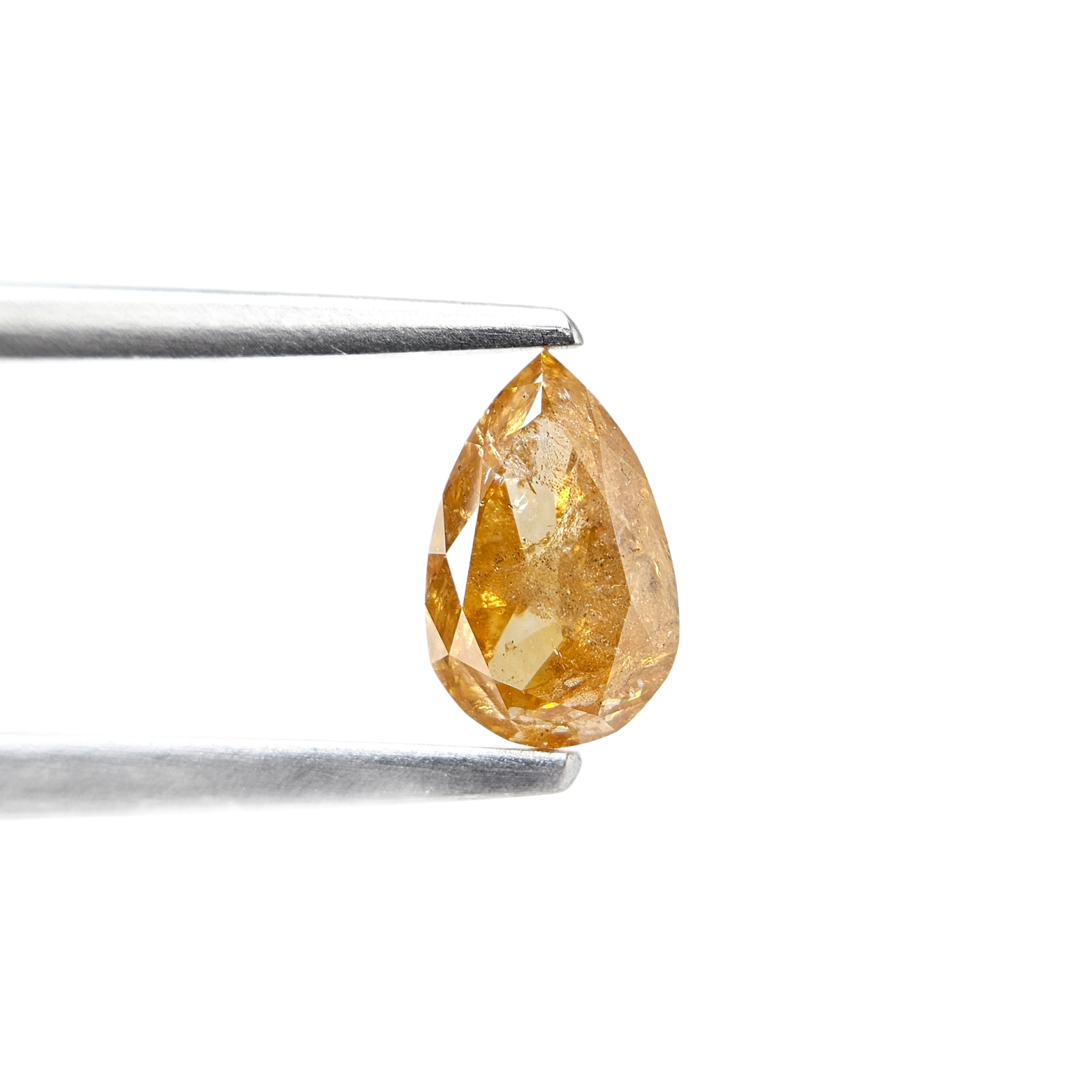 (Tc458) 1.58ct Pear Shape Fancy Deep Orange Yellow Natural Loose Icy Diamond