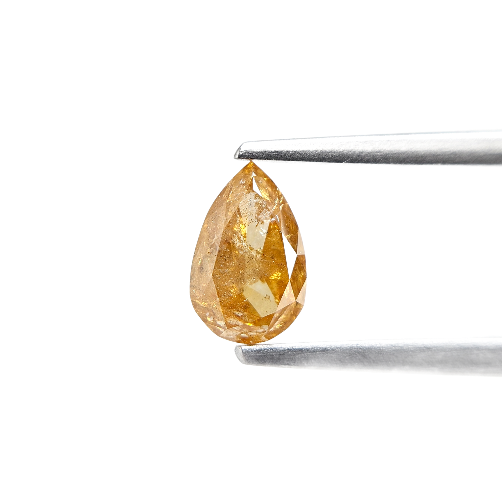 (Tc458) 1.58ct Pear Shape Fancy Deep Orange Yellow Natural Loose Icy Diamond