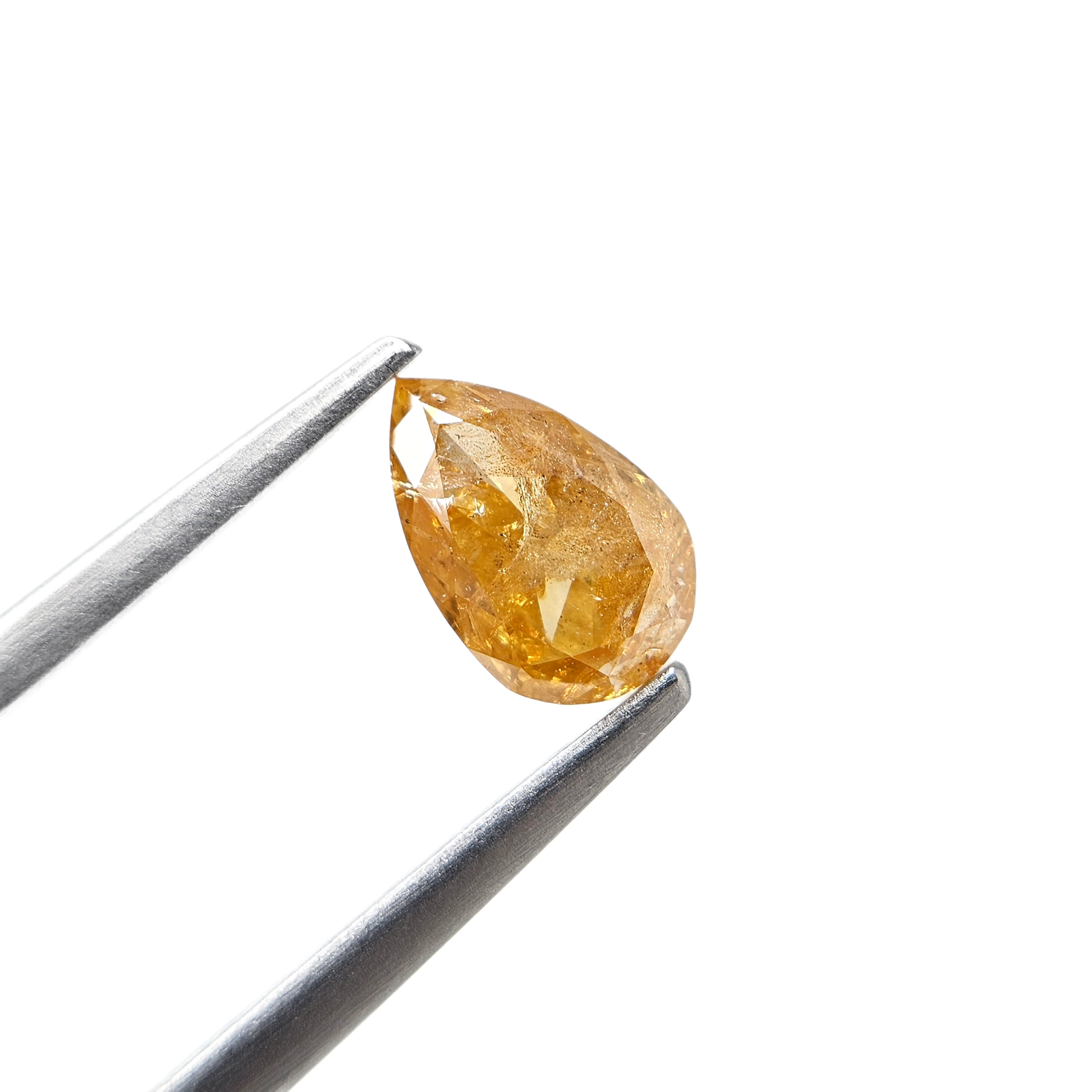 (Tc458) 1.58ct Pear Shape Fancy Deep Orange Yellow Natural Loose Icy Diamond