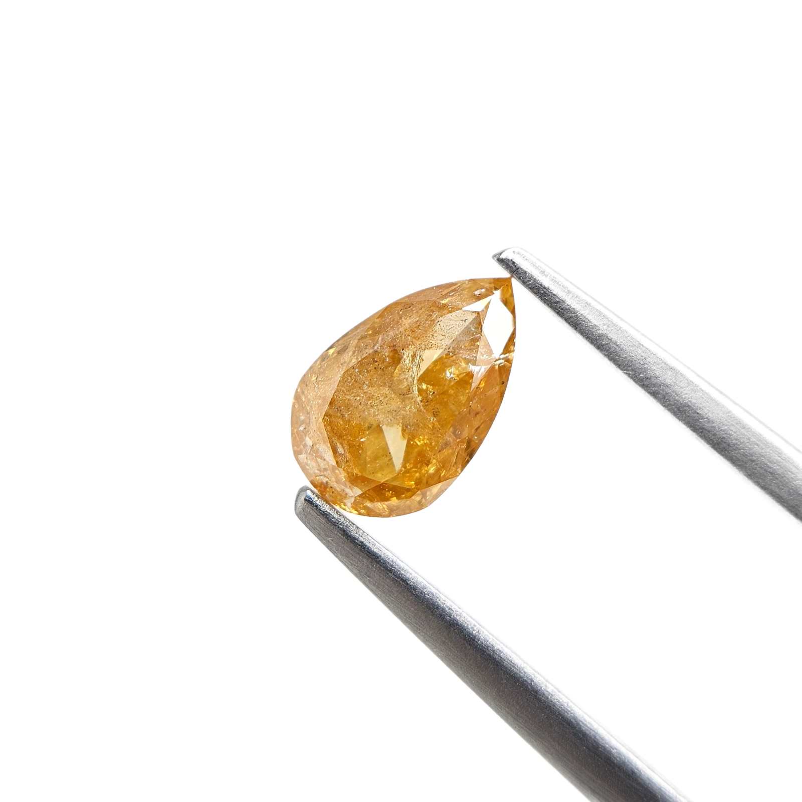(Tc458) 1.58ct Pear Shape Fancy Deep Orange Yellow Natural Loose Icy Diamond