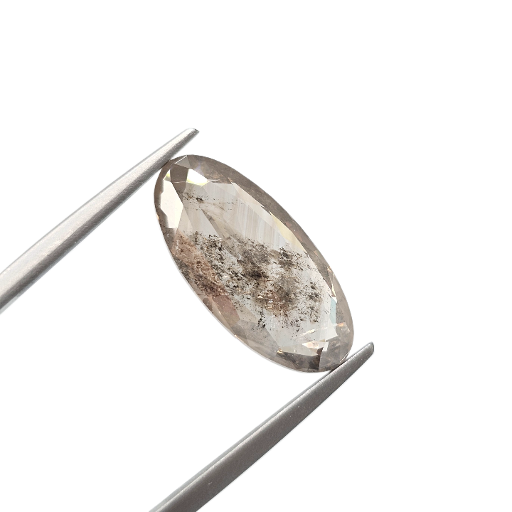 (Tc473) 7.79ct Moval Shape Salt and Pepper Natural Loose Diamond